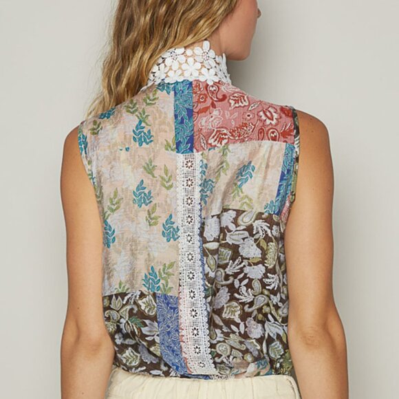 POL Wildflower Collage Top in Chocolate Multi Size Various - Picture 4 of 5